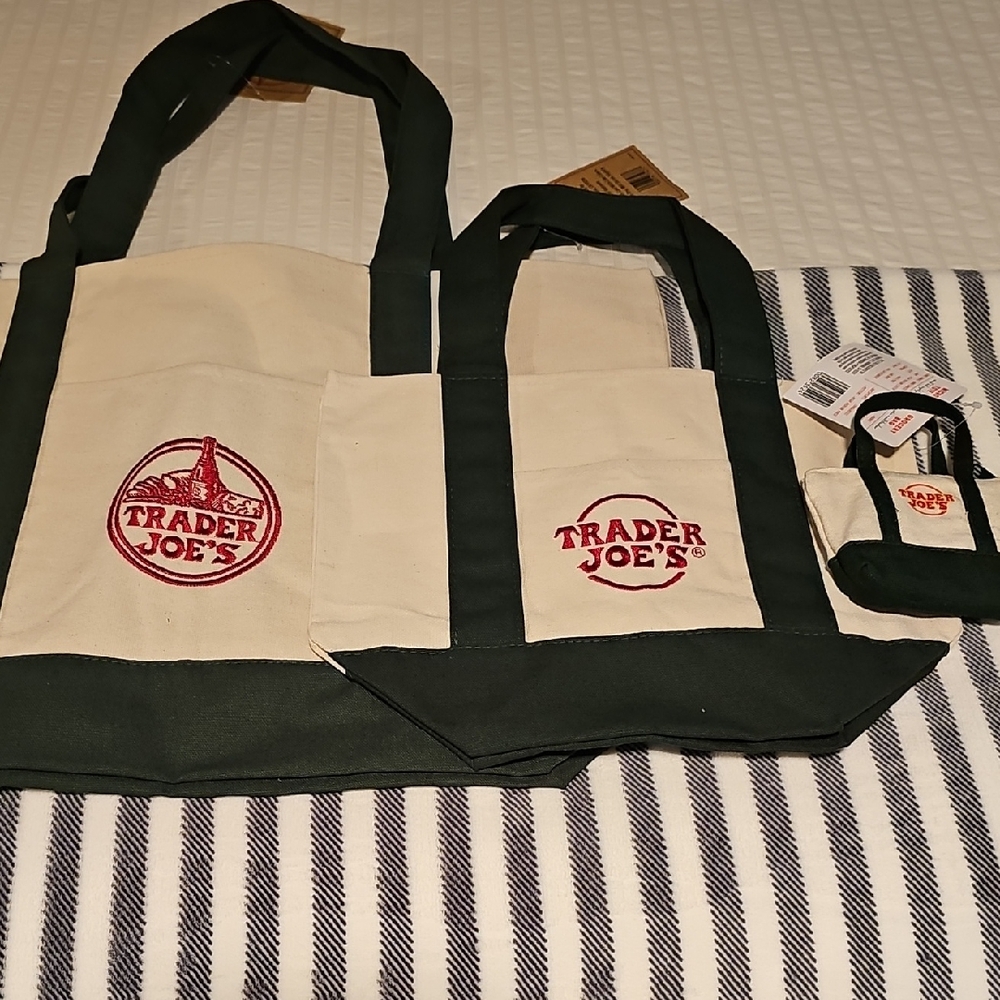 Canvas Tote Bag Set - Black and Cream